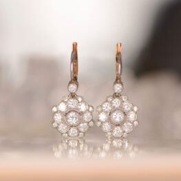 Diamond Cluster Platinum Earrings Cluster Lorne Earrings Artistic
