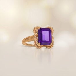 Emerald-Cut 3.08 carat Amethyst Ring Artistic Picture Tebessa Ring 15275